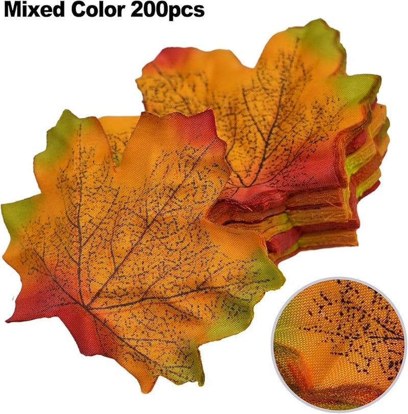 200 Pcs Artificial Autumn Maple Leaves Mixed Color Fall Decor For Wedding Centerpieces Crafts Home Decor - Image 4